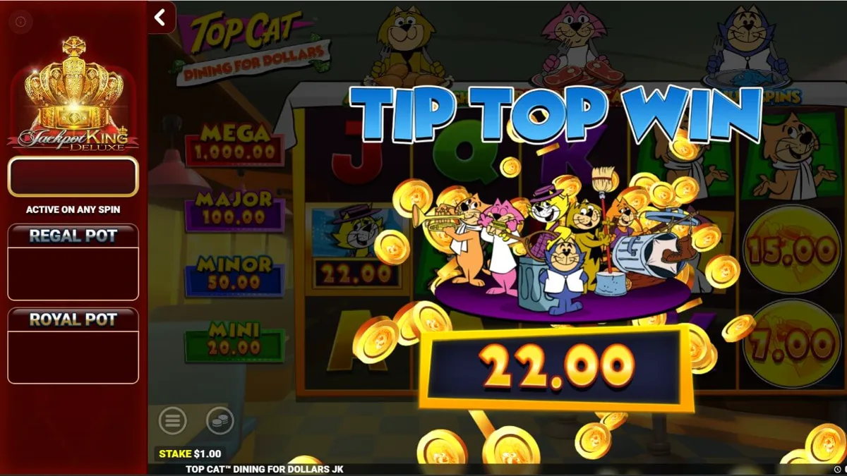 Personagens de Top Cat em um cenário de diner retrô